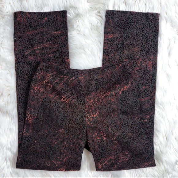 Ecetera Burgundy Leopard Burnout Pants - Picture 2 of 5